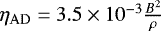 $\eta_{\mathrm{AD}} = 3.5 \times 10^{-3} \frac{B^2}{\rho}$