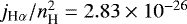 $j_{\textrm{H}\alpha}/n_{\textrm{H}}^2=2.83\times 10^{-26}$