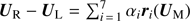 $ \boldsymbol{U}_{\mathrm{R}}-\boldsymbol{U}_{\mathrm{L}}=\sum_{i\,=\,1}^{7}\alpha_i\boldsymbol{r}_i(\boldsymbol{U}_{\mathrm{M}}) $