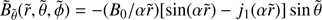 $$ \begin{aligned} \tilde{B}_{\tilde{\theta }}(\tilde{r},\tilde{\theta },\tilde{\phi })=-(B_0/\alpha \tilde{r})[\sin (\alpha \tilde{r})-j_1(\alpha \tilde{r})]\sin \tilde{\theta } \end{aligned} $$