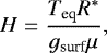 \begin{equation*}H = \frac{T_{\textrm{eq}} R^{*}}{g_{\textrm{surf}} \mu }, \end{equation*}
