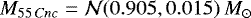 $M_{55\,Cnc} = \mathcal{N}(0.905,0.015)\,M_{\odot}$