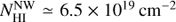 $ N_{{\rm{HI}}}^{{\rm{NW}}} \simeq 6.5 \times {10^{19}}{\rm{c}}{{\rm{m}}^{ - 2}}\ $