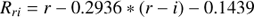 $$ \begin{aligned} R_{ri} = r - 0.2936*(r-i) - 0.1439 \end{aligned} $$