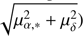$ \sqrt{\mu_{\alpha,*}^2+\mu_{\delta}^2} $