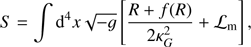 $$ \begin{aligned} S=\int \mathrm{d}^4x \sqrt{-g} \left[\frac{R +f(R)}{2 \kappa _G^2} + \mathcal{L}_{\rm m}\right], \end{aligned} $$