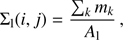 $$ \begin{aligned} \Sigma _{\rm l}(i,j) = \frac{\sum _k m_k}{A_{\rm l}}\,, \end{aligned} $$