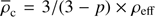 $ \overline{\rho}_{\mathrm{c}}=3/(3-p)\times\rho_{\mathrm{eff}} $