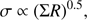 $$ \begin{aligned} \sigma \propto (\Sigma R)^{0.5}, \end{aligned} $$