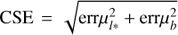 $${\rm{CSE}} = \sqrt {{\rm{err}}\mu _{l✻}^2 + {\rm{err}}\mu _b^2} $$