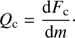 $$ \begin{aligned} Q_{\rm c} = \frac{\mathrm{d}F_{\rm c}}{\mathrm{d}m}\cdot \end{aligned} $$