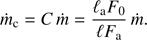 $$ \begin{aligned} \dot{m}_{\rm c} = C \,\dot{m} = \frac{\ell _{\rm a}F _0}{\ell F_{\rm a}}\,\dot{m}. \end{aligned} $$