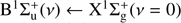 $ {{\rm{B}}^1}\sum\nolimits_{\rm{u}}^ + {(v) \leftarrow {{\rm{X}}^1}} \sum\nolimits_{\rm{g}}^ + {(v = 0)} \ $