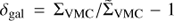 $ \delta_{\mathrm{gal}} = \Sigma_{\mathrm{VMC}}/ \tilde{\Sigma}_{\mathrm{VMC}} -1 $