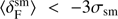 $ \langle \delta_{\mathrm{F}}^{\mathrm{sm}} \rangle < -3\sigma_{\mathrm{sm}} $