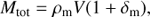 $$ \begin{aligned} M_{\rm tot}=\rho _{\rm m} V (1+\delta _{\rm m}), \end{aligned} $$