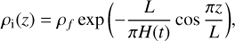 $$ \begin{aligned} \rho _{\rm i}(z) = \rho _f \exp \bigg ({-}\frac{L}{\pi H(t)} \cos \frac{\pi z}{L} \bigg ), \end{aligned} $$