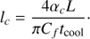 $$ \begin{aligned} l_c = \frac{4 \alpha _c L}{\pi C_f t_{\rm cool}}\cdot \end{aligned} $$
