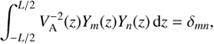 $$ \begin{aligned} \int ^{L/2}_{-L/2} V_{\rm A}^{-2}(z) Y_m(z) Y_n(z)\, \mathrm{d}z = \delta _{mn}, \end{aligned} $$