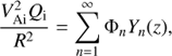$$ \begin{aligned} \frac{V_{\rm Ai}^{2} Q_{\rm i}}{R^{2}} = \sum ^\infty _{n=1} \Phi _n Y_n(z), \end{aligned} $$