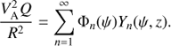 $$ \begin{aligned} \frac{V_{\rm A}^{2} Q}{R^{2}} = \sum ^\infty _{n=1} \Phi _n(\psi ) Y_n(\psi ,z). \end{aligned} $$