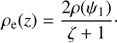 $$ \begin{aligned} \rho _{\rm e}(z) = \frac{2\rho (\psi _1)}{\zeta + 1}\cdot \end{aligned} $$
