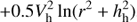 Mathematical equation: $$ + 0.5V_{\rm{h}}^2\ln \left( {{r^2} + h_{\rm{h}}^2} \right),$$