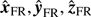 $ ({\hat{\boldsymbol{x}}}_{\mathrm{FR}},{\hat{\boldsymbol{y}}}_{\mathrm{FR}},{\hat{\boldsymbol{z}}}_{\mathrm{FR}}) $
