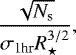 \begin{equation*}\frac{\sqrt{N_{\textrm{s}}}}{\sigma_{\textrm{1hr}} R_{\star}^{3/2}}, \end{equation*}