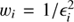 Mathematical equation: $$ {w_i} = 1/\epsilon_i^2 $$