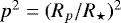 Mathematical equation: $p^2 = (R_p/R_{\star})^2$