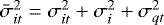 Mathematical equation: $\bar{\sigma}^2_{it} = \sigma^2_{it} + \sigma^2_i + \sigma^2_{qt}$