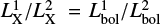 $ L_{\rm X}^1/L_{\rm X}^2=L_{\rm bol}^1/L_{\rm bol}^2 $