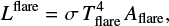 $ \begin{equation} L^{\rm flare}=\sigma T^4_{\rm flare} A_{\rm flare}, \end{equation} $