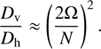 $$ \begin{aligned} \frac{D_{\rm v}}{D_{\rm h}}\approx \left(\frac{2\Omega }{N}\right)^{2}. \end{aligned} $$