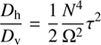 $$ \begin{aligned} \frac{D_{\rm h}}{D_{\rm v}}=\frac{1}{2}\frac{N^4}{\Omega ^2}{\tau ^2} \end{aligned} $$
