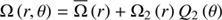 $$ \begin{aligned} \Omega \left(r,\theta \right)={\overline{\Omega }}\left(r\right)+\Omega _{2}\left(r\right)Q_{2}\left(\theta \right) \end{aligned} $$