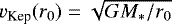 $v_{\textrm{Kep}}(r_0) = \sqrt{GM_*/r_0}$