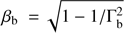 $ \beta_{\mathrm{b}} = \sqrt[]{1 - 1/\Gamma_{\mathrm{b}}^2} $