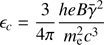 $ \displaystyle {\epsilon}_c = \frac{3}{4 \pi} \frac{h e B \bar{\gamma}^2}{m_{\mathrm{e}}^2 c^3}\: $