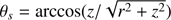$ \theta_s = \arccos(z/\sqrt{r^2 + z^2}) $