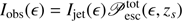 $ \displaystyle I_{\mathrm{obs}}({\epsilon}) = I_{\mathrm{jet}}({\epsilon}) {{\mathscr{P}}}_{\mathrm{esc}}^{\mathrm{tot}}({\epsilon}, z_s). $