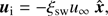 $$ \begin{aligned} \boldsymbol{u}_{\mathrm{i}} = -\xi _{\mathrm{sw}} u_{\infty } \ \hat{\boldsymbol{x}} , \end{aligned} $$