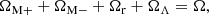 $$ \begin{aligned} \Omega _{\rm M+}+\Omega _{\rm M-}+\Omega _{\rm r}+\Omega _{\Lambda }=\Omega , \end{aligned} $$