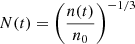 $ N(t)=\left( \frac{n(t)}{n_{0}} \right)^{-1/3} $