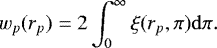 Mathematical equation: \begin{equation*}w_p(r_p)=2\int_{0}^{\infty}\xi(r_p,\pi)\mathrm{d}\pi. \end{equation*}