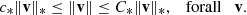 $$ \begin{aligned} c_* \Vert \mathbf v \Vert _* \le \Vert \mathbf v \Vert \le C_* \Vert \mathbf v \Vert _*, \quad \mathrm{for all} \quad \mathbf v . \end{aligned} $$