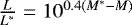 Mathematical equation: $\frac{L}{L^*}=10^{0.4(M^*-M)}$