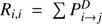$ R_{i,i}=\sum P^{D}_{i \rightarrow j} $