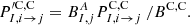 $$ \begin{aligned} P^{\prime \mathrm{C,C} }_{I,i \rightarrow j}=B^{A}_{I,j} P^\mathrm{C,C} _{I,i \rightarrow j}~/B^{\mathrm{C,C} }. \end{aligned} $$
